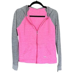 Under Armour Heat Gear Zip Up Hoodie Size Medium Pink + Gray